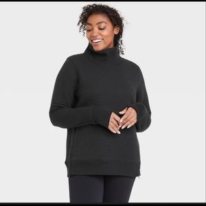 Quilted Pullover Turtle Neck Sweatshirt All in Motion Black M